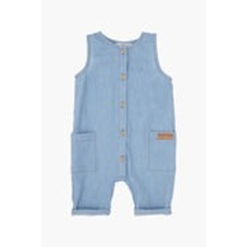 Tocoto Vintage Boys Blue Denim Chambray Sleeveless Summer Overalls size 18 M
